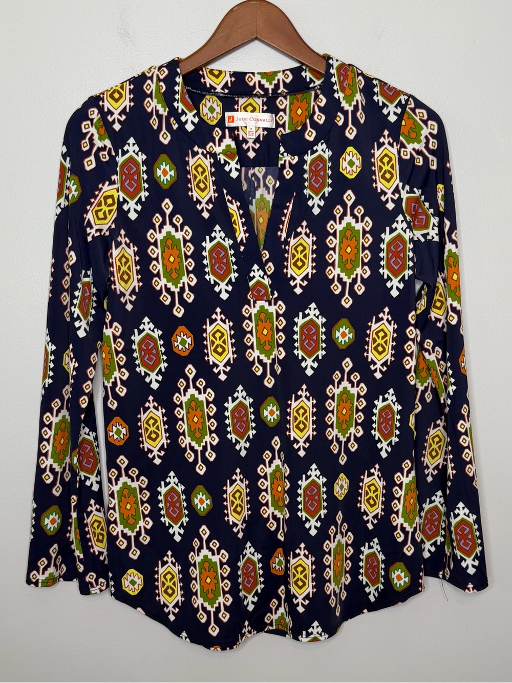 Jude Connolly Aztec Print V-Neck Tunic Top Women’s Small